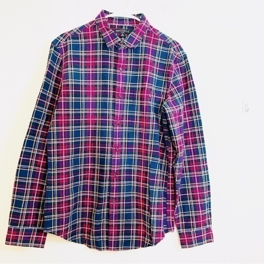 J. Crew Mercantile Plaid Button Down Elbow Patch Flannel Shirt Medium Red/Blue